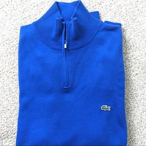 LACOSTE 🐊 Mens Zip-Up Blue Sweater Size 6 (XL)